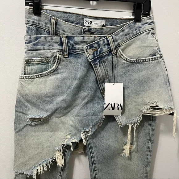 Zara The Layered Denim Skirt Over Jeans Size 2 - Picture 7 of 16